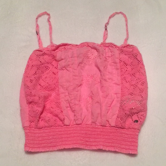 Abercrombie & Fitch pink crochet crop top
